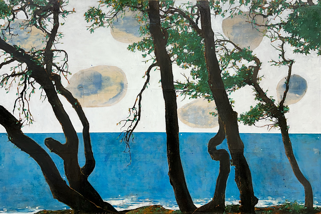Ayline Olukman, « Horizon », techniques mixtes sur toile, 90 x 140 cm