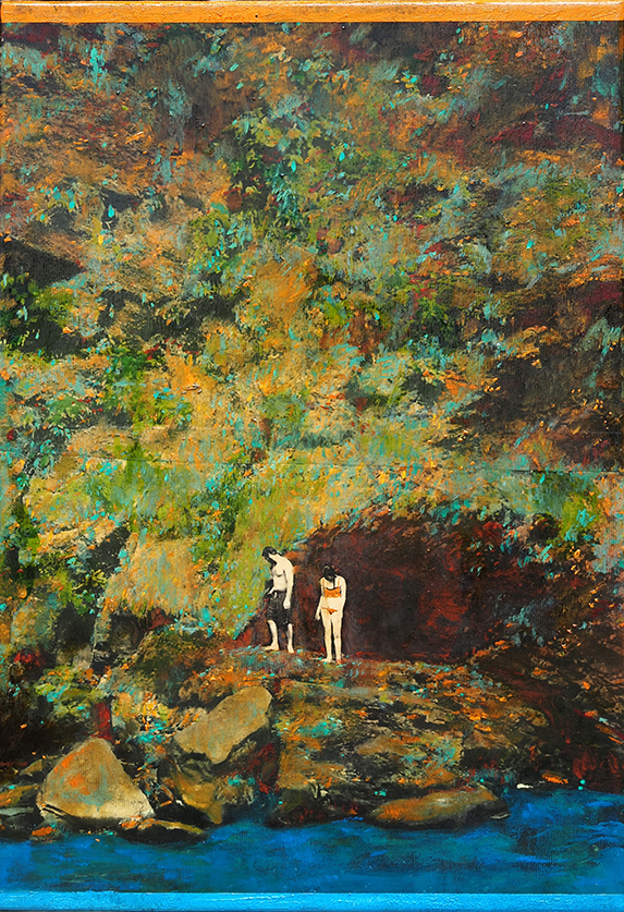 Ayline Olukman, « Study for eden », Techniques mixtes sur toile, 50 x 35 cm