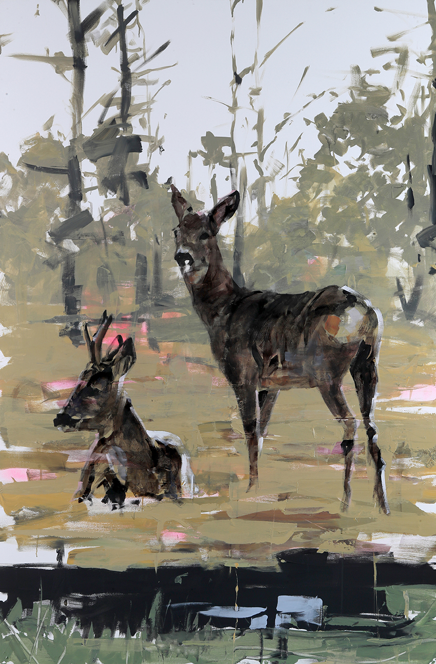 Cédrick Vannier, « Chevreuil », Acylique sur toile, 195 x 130 cm