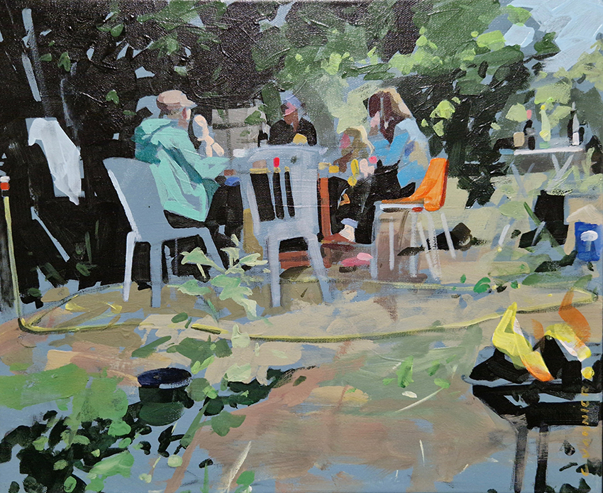 Cédrick Vannier, « Jardin », Acylique sur toile, 38 x 46 cm