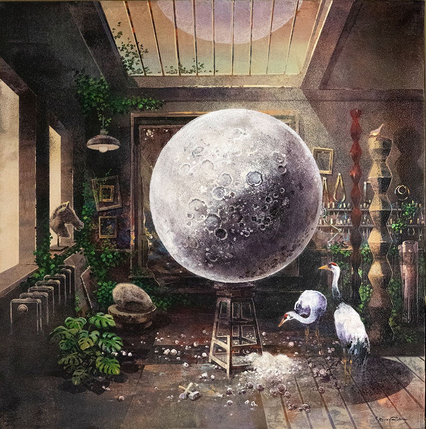 Eric Roux-Fontaine, « Etude pour un monde meilleur », Techniques mixtes sur toile, 100 x 100 cm