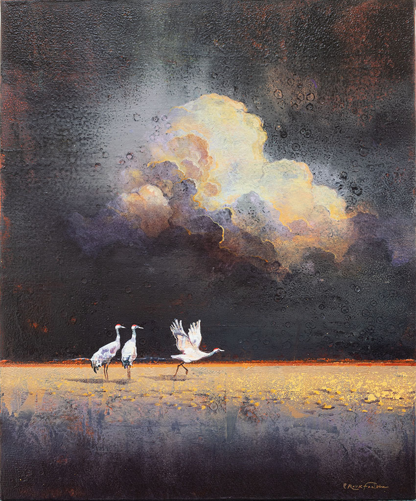 Eric Roux-Fontaine, « Avec le sourire de l’horizon », Techniques mixtes sur toile, 65 x 54 cm