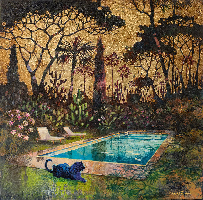 Eric Roux-Fontaine, « Monkey lodge », Techniques mixtes sur toile, 60 x 60 cm