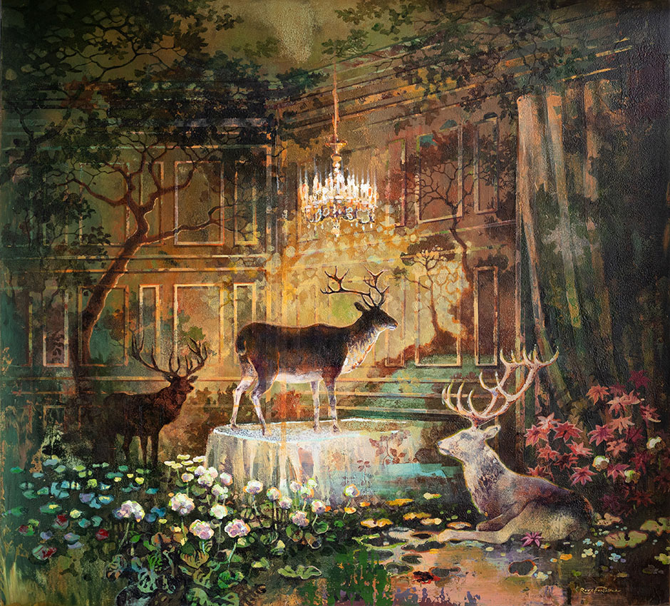 Eric Roux-Fontaine, « Hotel particulier », Techniques mixtes sur toile, 116 x 127 cm