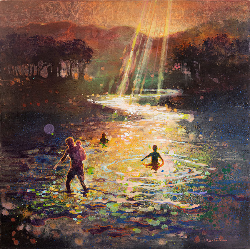 Eric Roux-Fontaine, « La vallée », Techniques mixtes sur toile, 80 x 80 cm