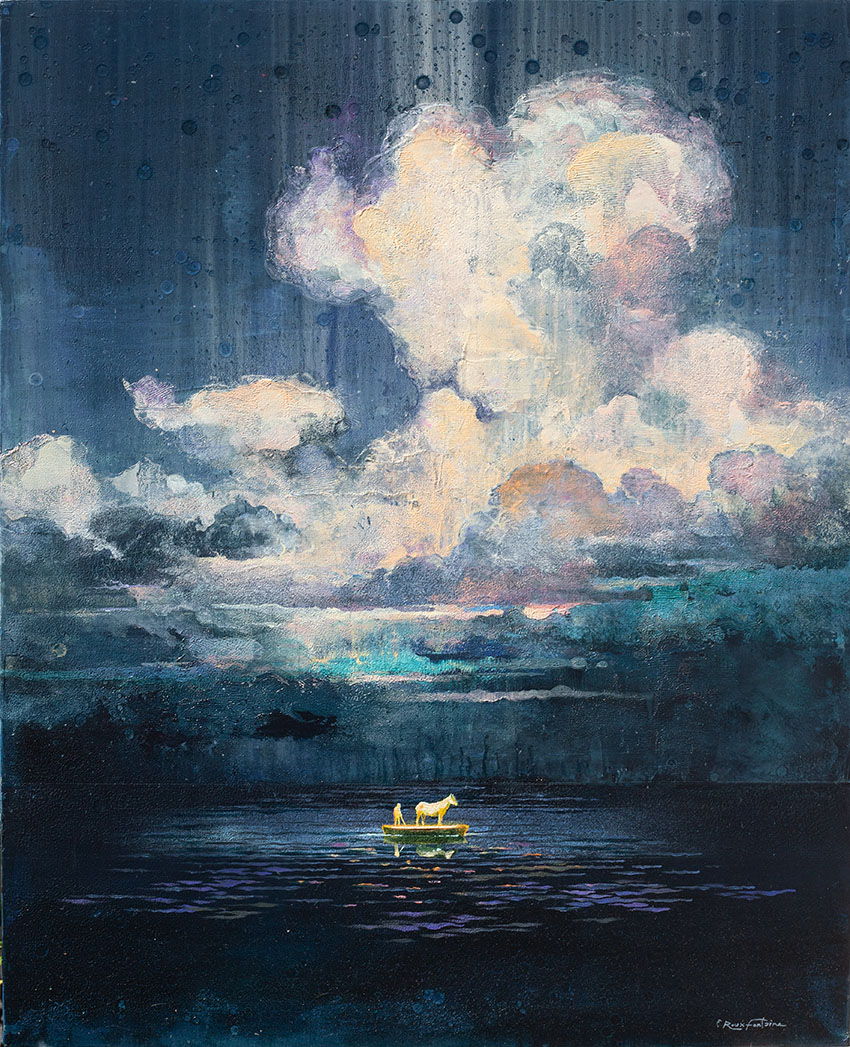 Eric Roux-Fontaine, « Terre promise », Techniques mixtes sur toile, 100 x 81 cm