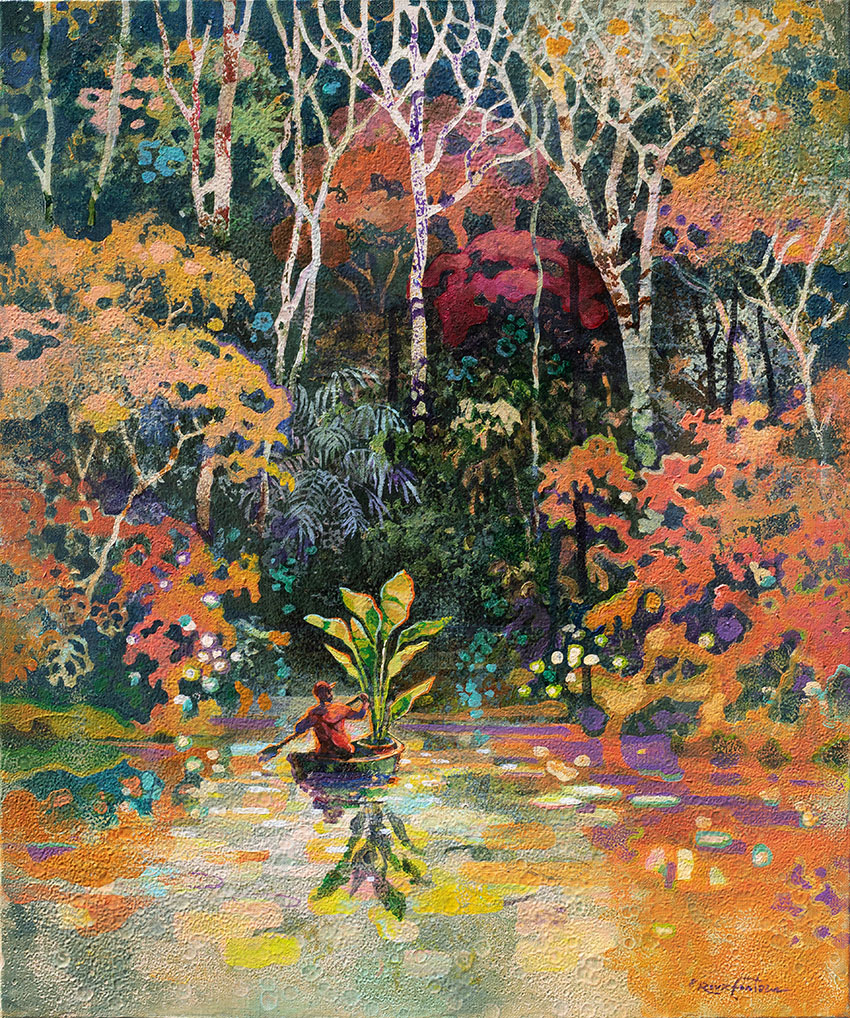 Eric Roux-Fontaine, « Retour aux racines », Techniques mixtes sur toile, 65 x 54 cm