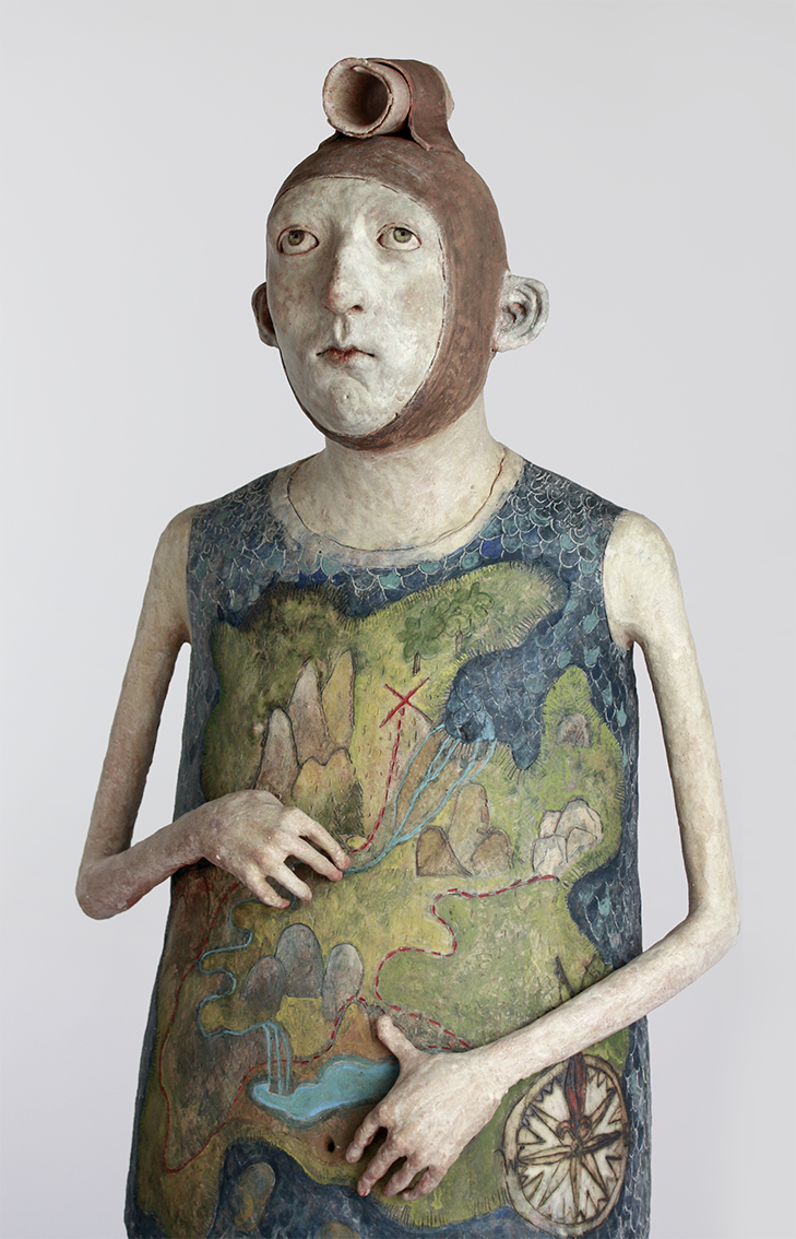 Patricia Broothaers, « Le bon chemin », Céramique, 127 x 37 x 30 cm