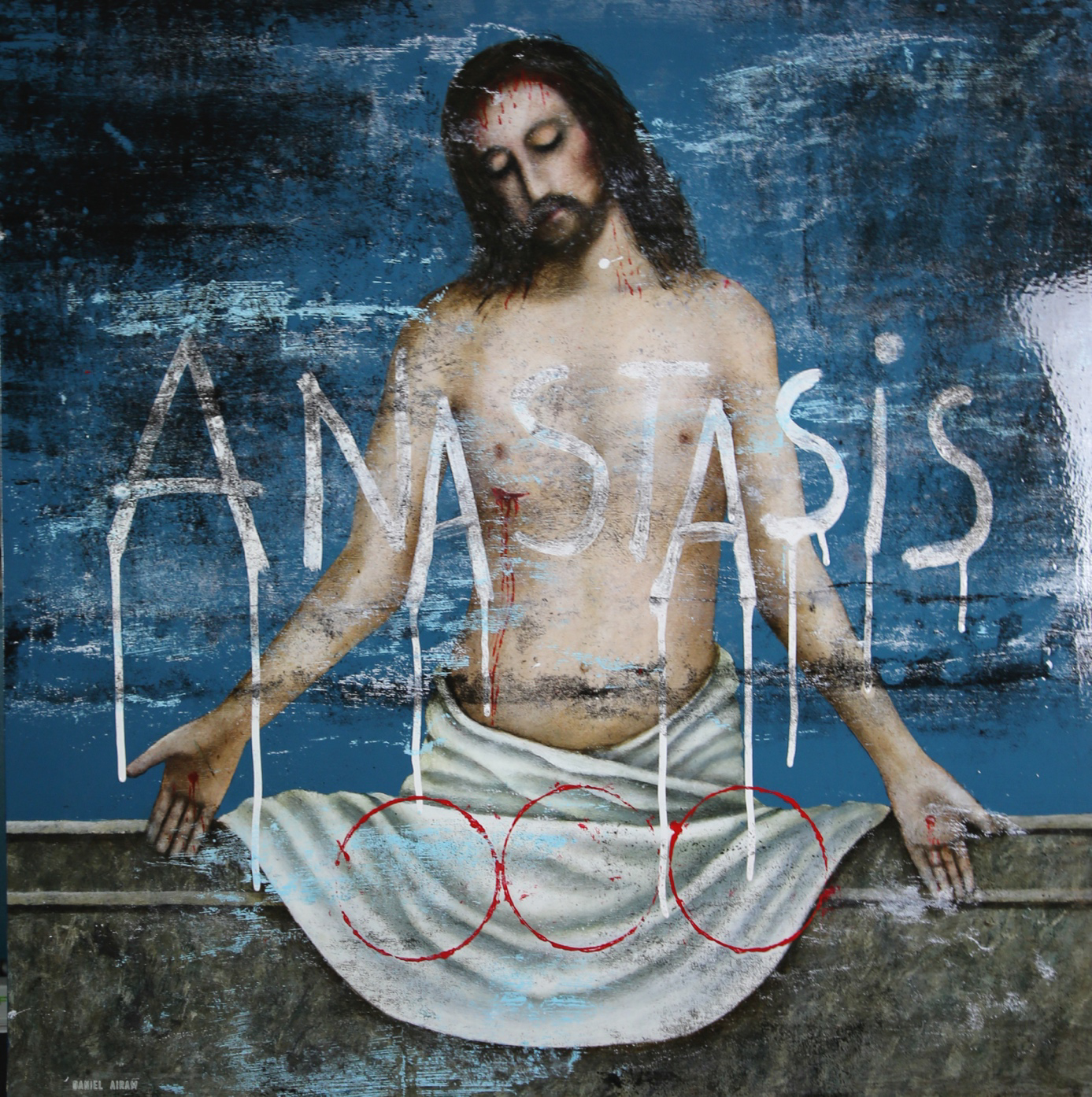 Daniel Airam, « Anastasis », Acrylique sur bois, 79 x 79 cm