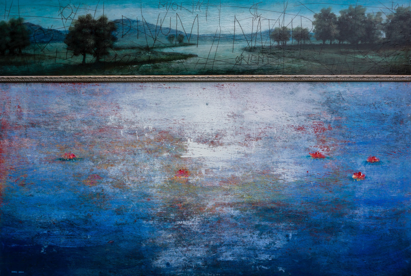 Daniel Airam, « Nymphéas LVIII », Acrylique sur bois, 100 x 150 cm