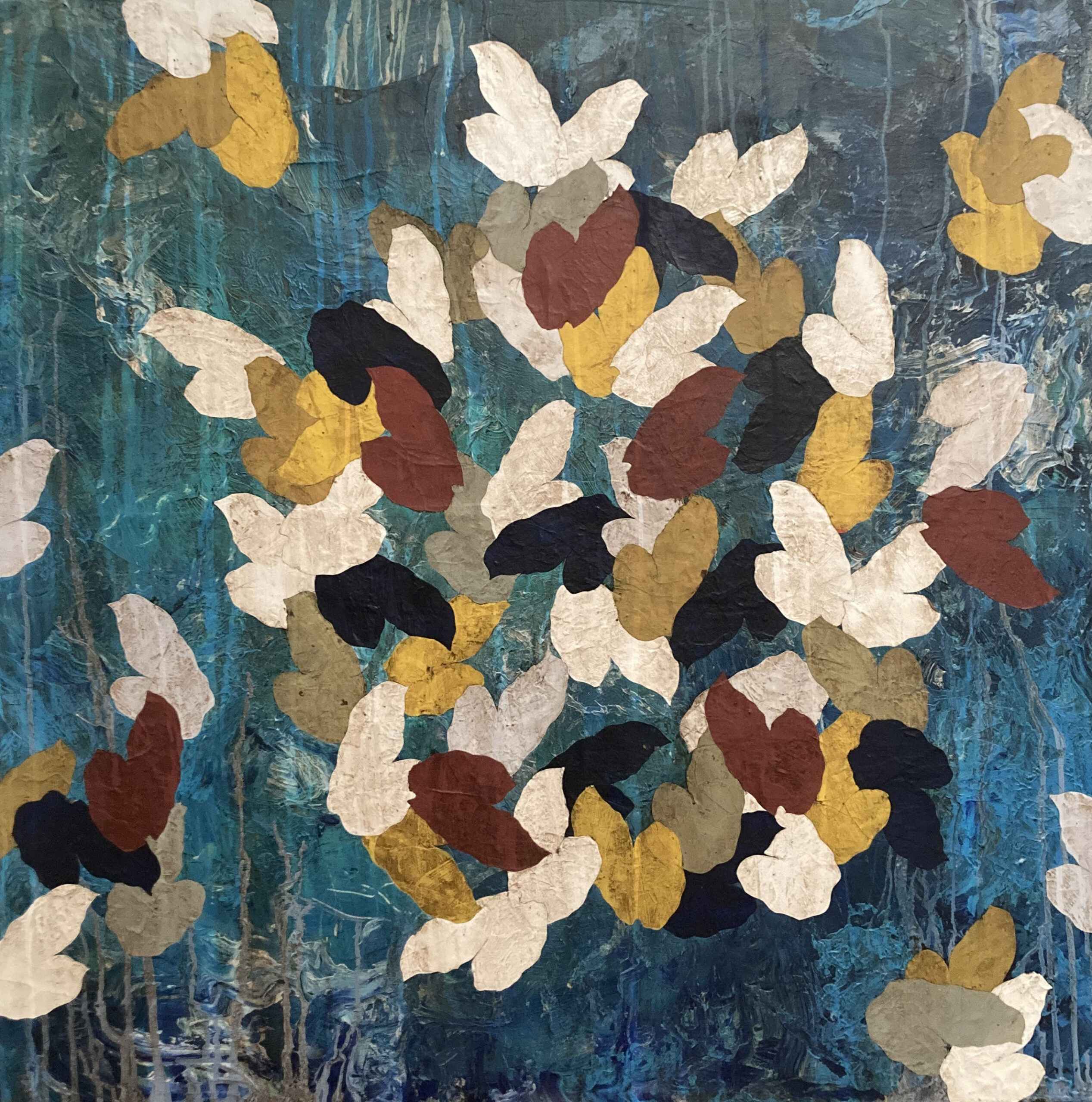 Pierre-Marie Brisson, « Mutation 1 », techniques mixtes sur toile, 100 x 100 cm