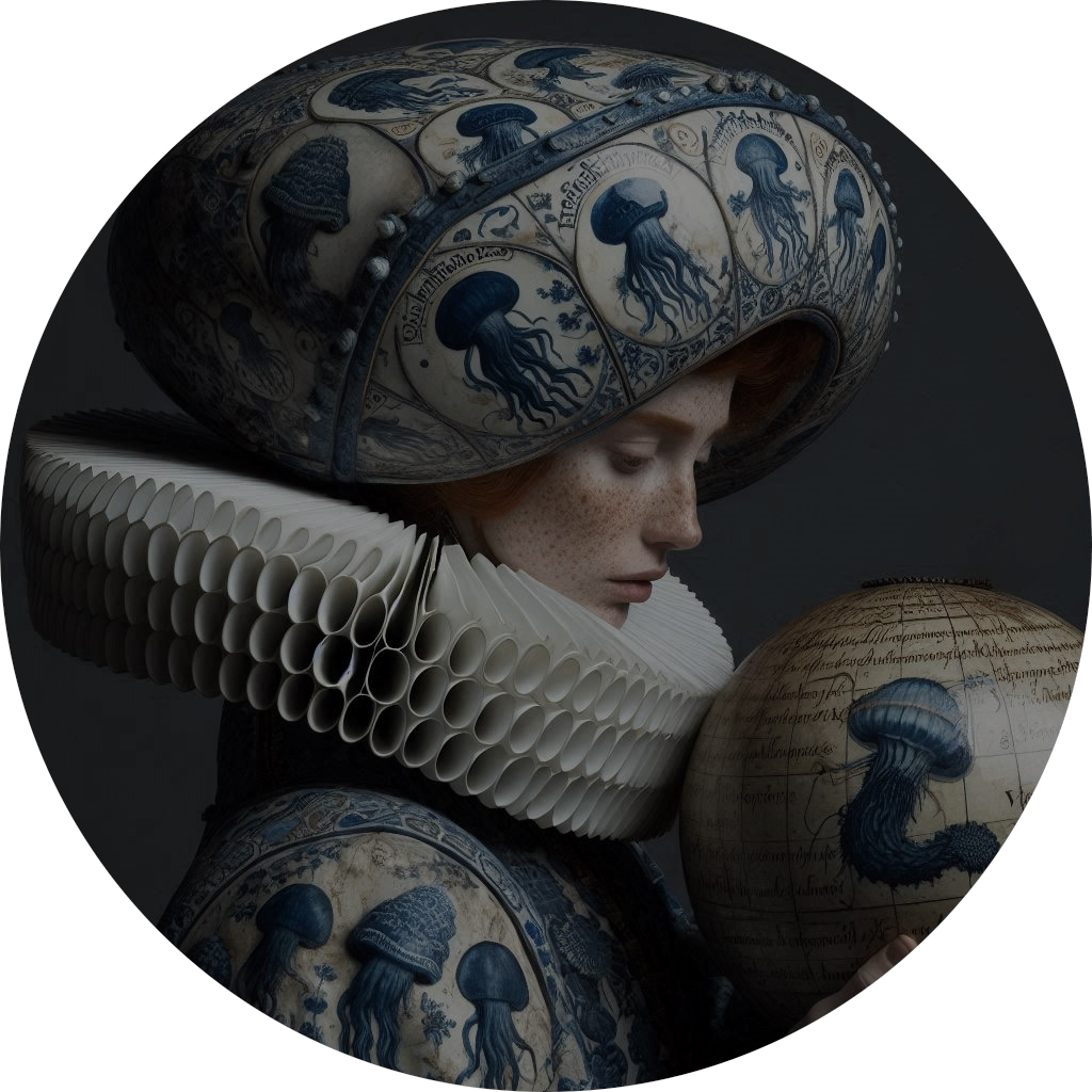 Monsieur G, « Royal Dream Blue – Untitled #05 », oeuvre numérique, ø26 cm