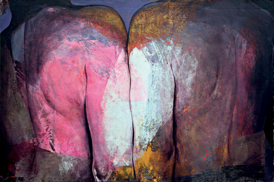 Etienne Gros, « Double dos », Techniques mixtes sur toile, 130 x 195 cm