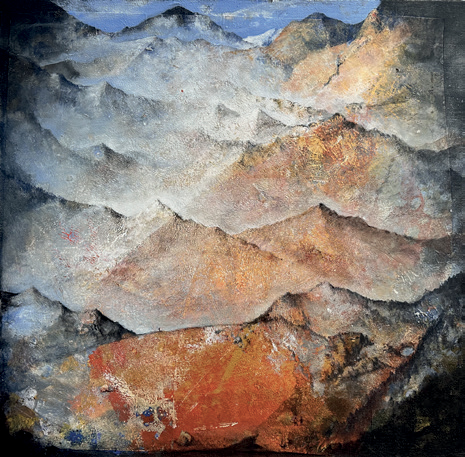 Etienne Gros, « Matière paysage », Techniques mixtes sur toile, 58 x 58 cm