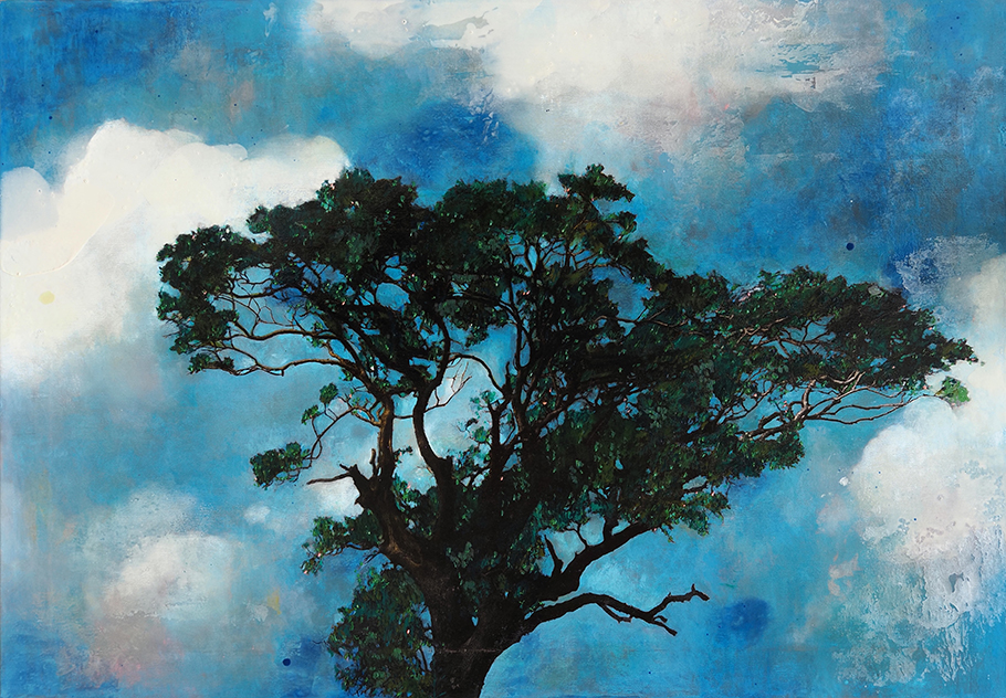 Ayline Olukman, « Summer tree », Techniques mixtes sur toile, 100 x 70 cm