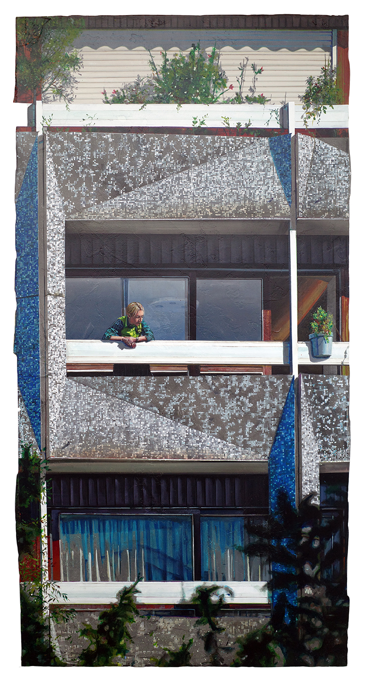 Arnaud Liard, « Lisiere », Acrylique, résine et ciment sur toile, 120 x 60 cm