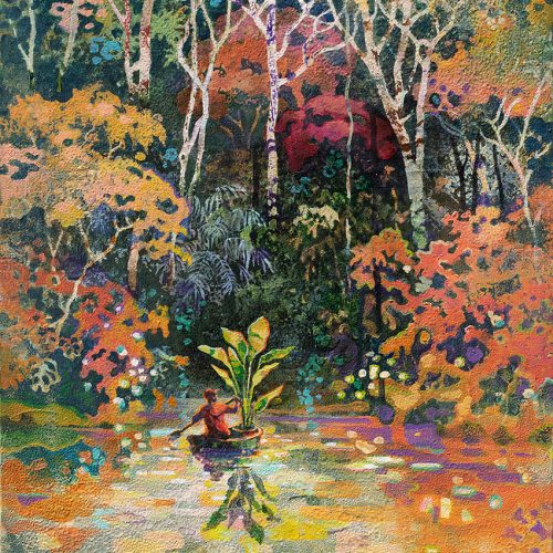 "Retour aux racines", Techniques mixtes sur toile, 65 x 54 cm
