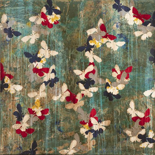 Pierre-Marie Brisson, "Happy butterfly 2", techniques mixtes sur toile, 150 x 150 cm
